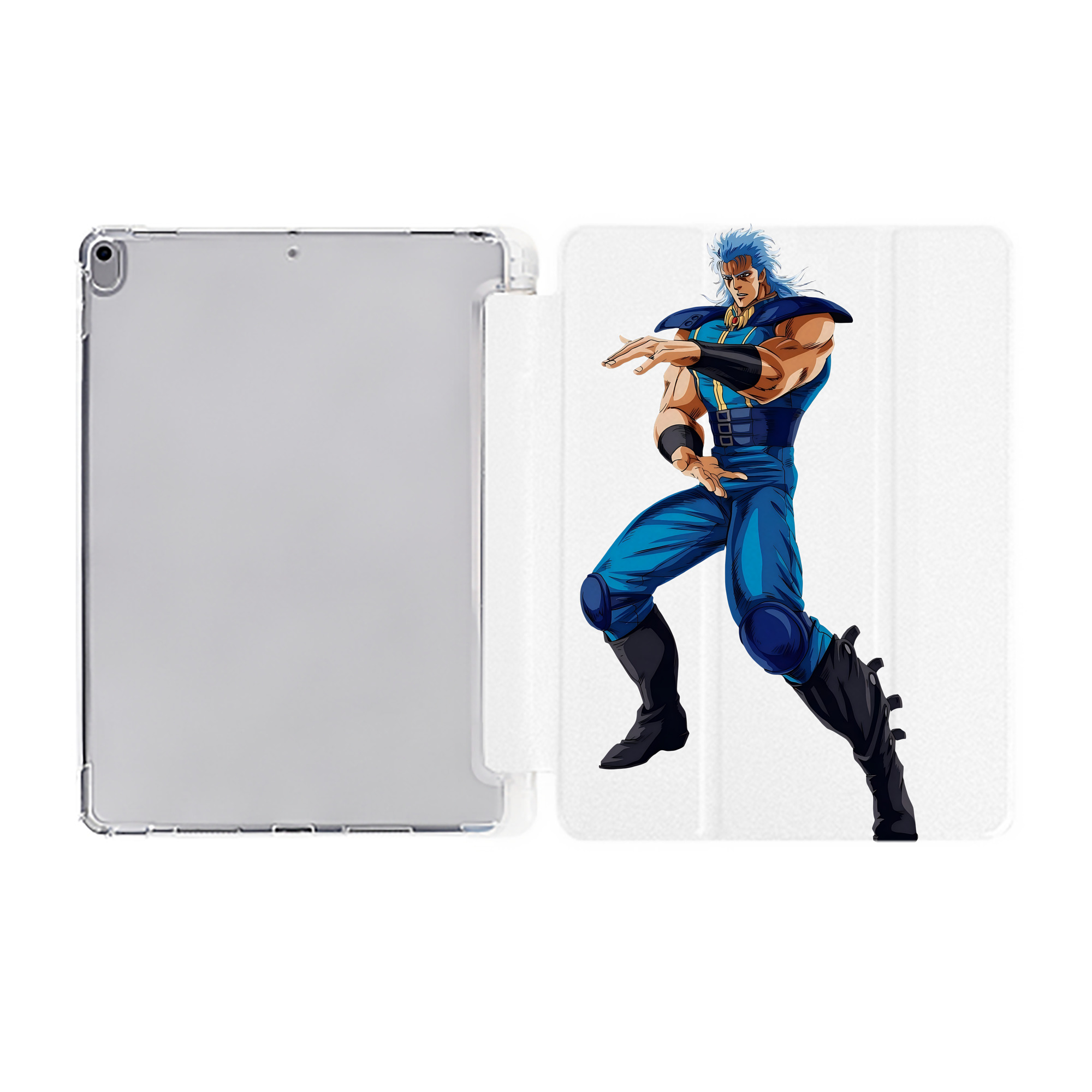 （画像用） 北斗の拳 Fist of the North Star IPad ケース ペン収納付き 三つ折りスタンド PUレザー×シリコン 対応機種9.5/10.5/10.9インチ